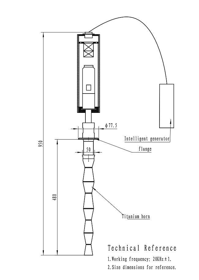 A részecskék ultrahangos ciklusfeldolgozó reaktora Ultrasonic Cycle Processing Reactor Of Particles